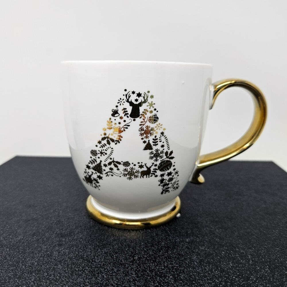 Pottery Barn Plaid Coffee cup Letter L Mug